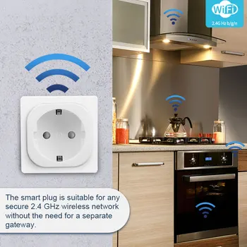WiFi Smart Plug 16A ES Pažangiųjų Elektros Lizdą Laiko Funkcija Tuya Smart Gyvenimo APP Kontrolės Alexa 