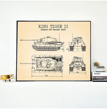 WW2 Bako, Patentų Senovinių Plakatų ir Spausdina vokietijos Bako King Tiger 2 Blueprint Meno Tapybos Drobės Berniukai Dovanos Sienos Meno Dekoro