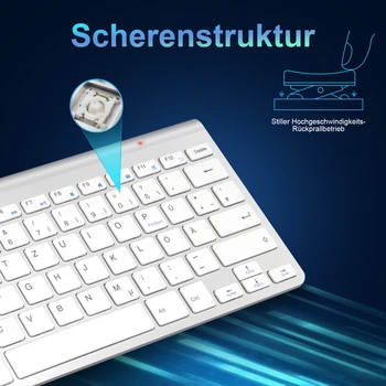 Zienstar QWERTZ vokietijos Laišką Slim 2.4 G Wireless Keyboard